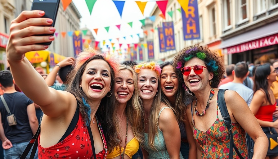 Joyful scene on Shakedown Street San Francisco with colorful festival-goers.
