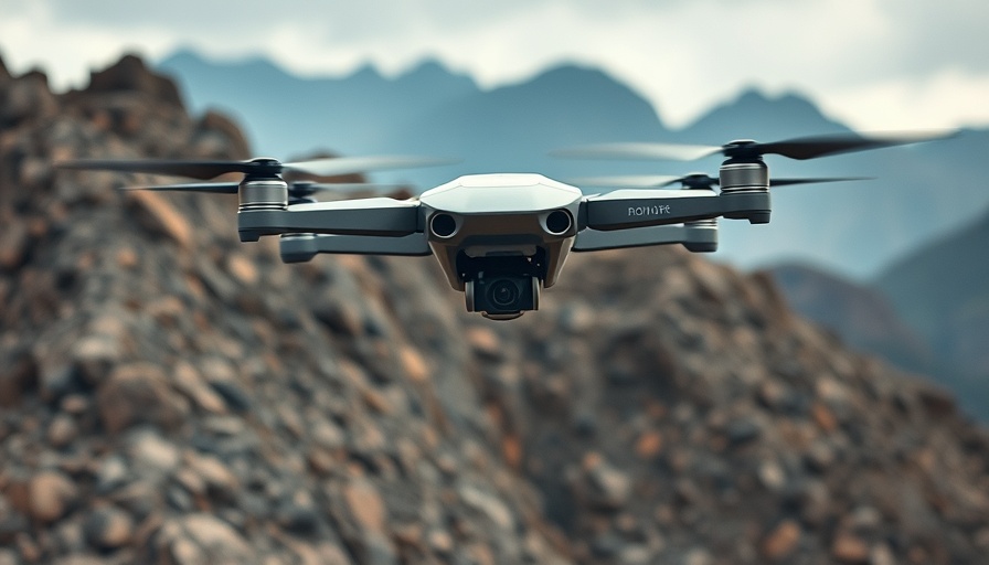 Sleek drone hovering over rocky terrain, illustrating drones improving online gaming.