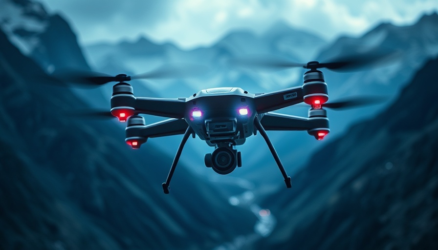 Futuristic drone in a virtual simulator environment.