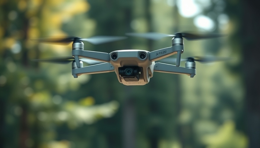 DJI Mini 3 Pro features drone hovering in forest.