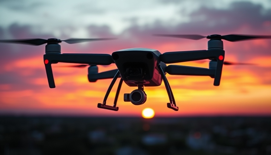 Drone in flight during sunset, related to Surveillance-as-a-Service FAA Approval.