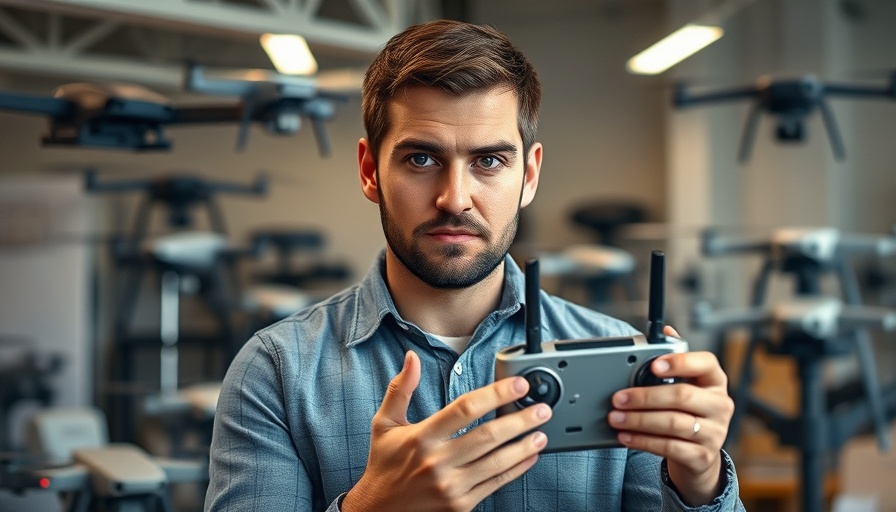 RadioMaster TX15 features highlighted by a man with remote.