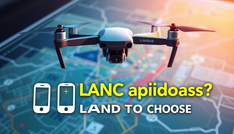 Comparison of LAANC apps for drone pilots with a drone and map.