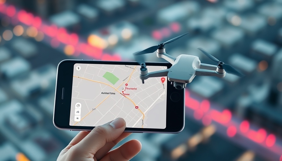 FAA Airspace Authorization Using LAANC: Smartphone map and drone.