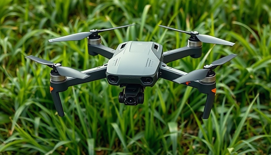 Russia's New MiS-150 Drone hovering over lush grass.