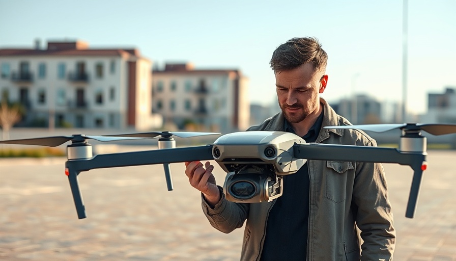 VTOL drone recovery inspection with man outdoors.