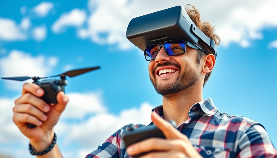 Man enjoying new FPV systems under clear blue sky.