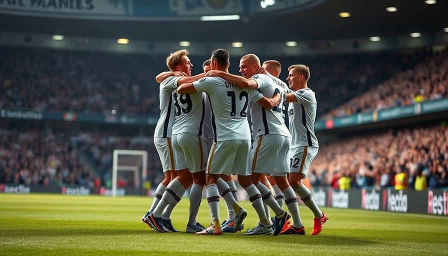 Leeds United players celebrating Premier League survival amid cheering fans.