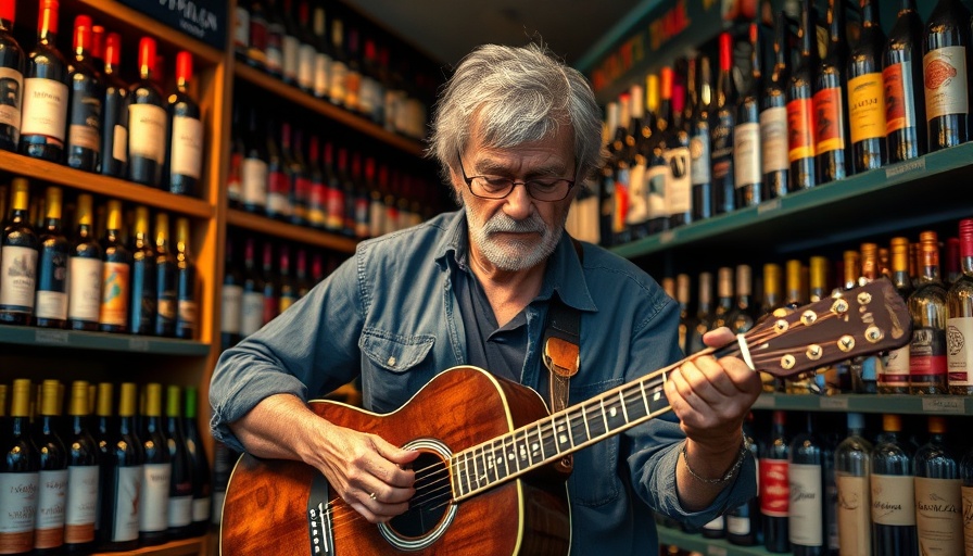 The Spanish Table guitarist playing amid wine, highlighting tariff impact.
