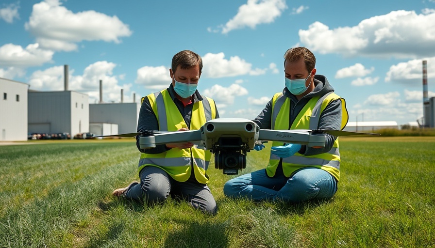 Drone Education at CUAV Expo 2025: Two adults handling a drone outdoors.