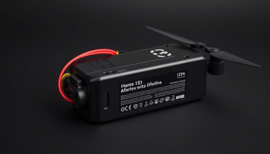 Advanced drone battery with sleek design and cables.