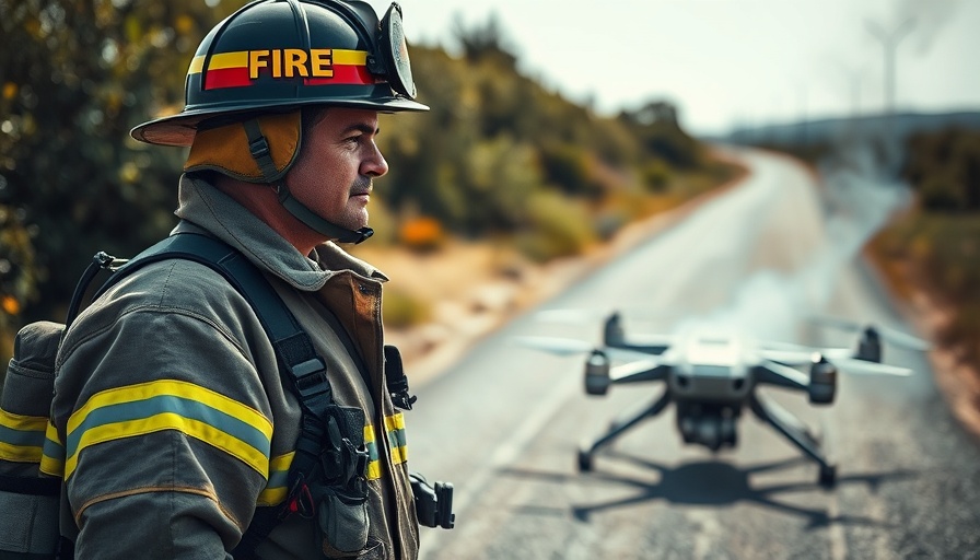 Firefighter at UK border drone fire site.