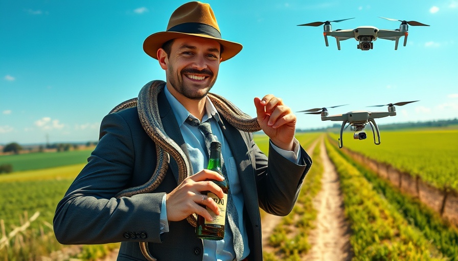 Man with bottle labeled RID and drone, symbolizing RID regulations