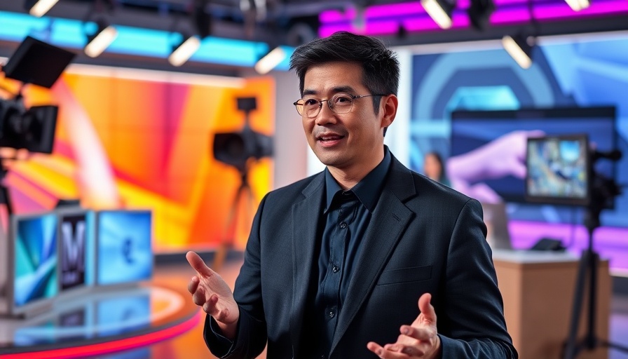 DJI Mini 5 Pro leaks discussed by news presenter in colorful studio.
