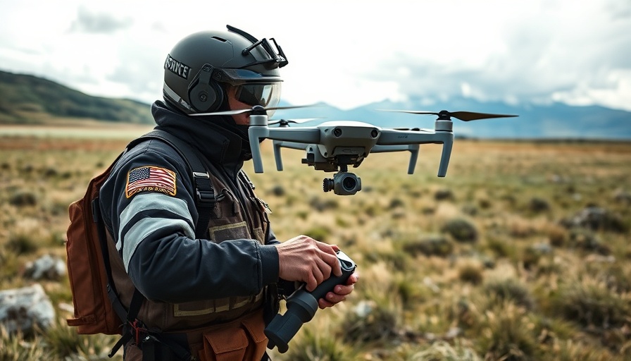 First responder uses drone in open field, showcasing daily operations.