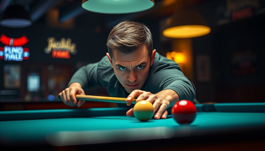 Mezz LA 9 Ball Series snooker player aiming with precision.