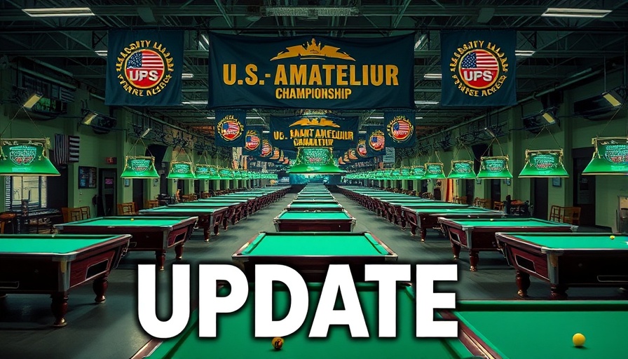 U.S. Amateur Championship update at indoor event with pool tables.