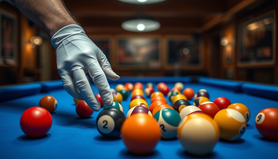 White-gloved hands arranging billiard balls, billiards betting setup.
