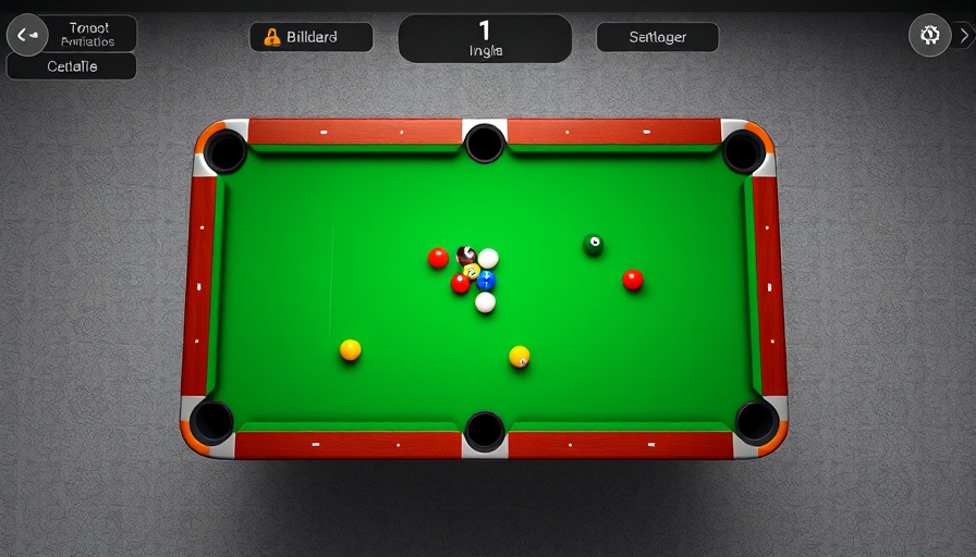 Top Online Billiards Games interface with digital billiards table.