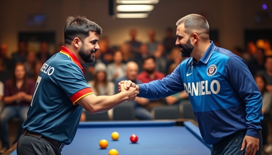 Pool players shake hands at 2025 European Open Pool Championship.