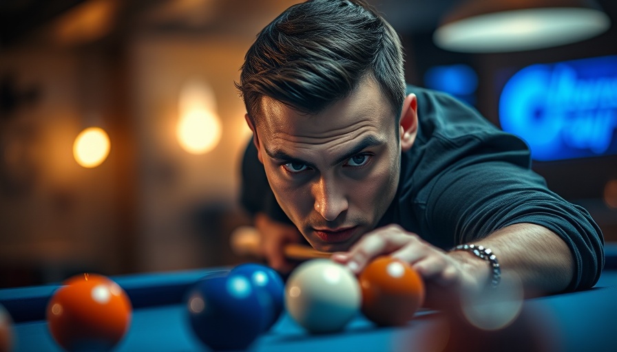 Intense pool player in action at the 2025 IFX Premier League Pool.