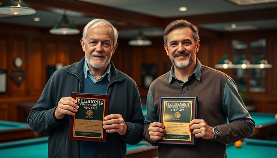 Thomas Haas undefeated pool tournament winners displaying awards.