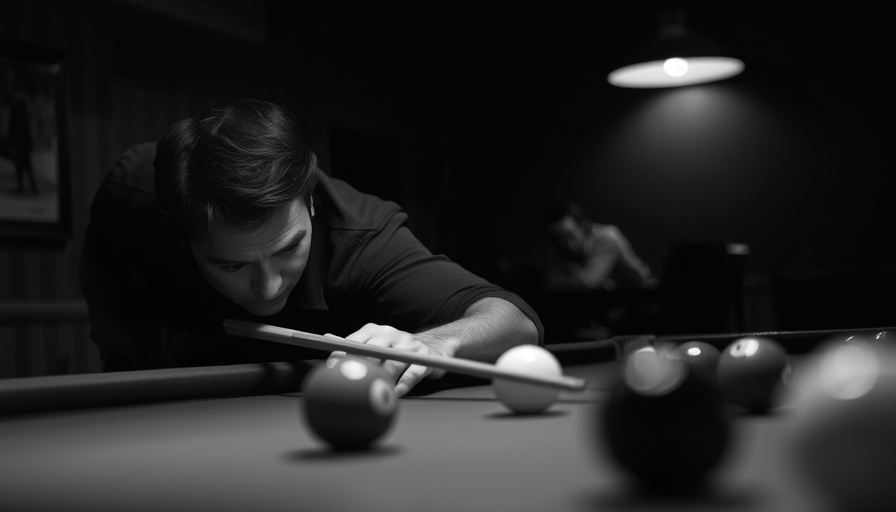 Billiards player focusing intensely, highlighting Buddy Hall's legacy.
