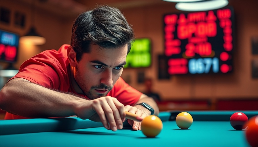 Joao Sias Q City 9-Ball Tour Victory: Focused player taking shot in billiards hall.