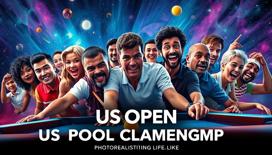 2025 US Open Pool Championship Tickets poster, vibrant player montage.
