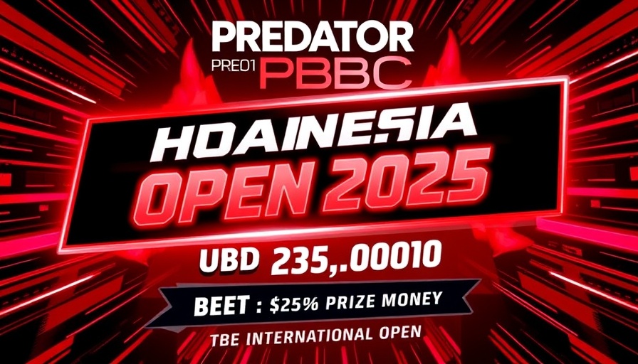 Promotional banner for Predator PBC Indonesia International Open 2025 displaying USD $235,000 prize.