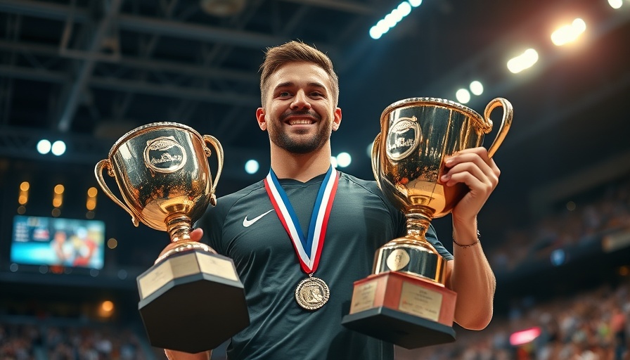 World Pool Championship winner holding trophy under spotlights.