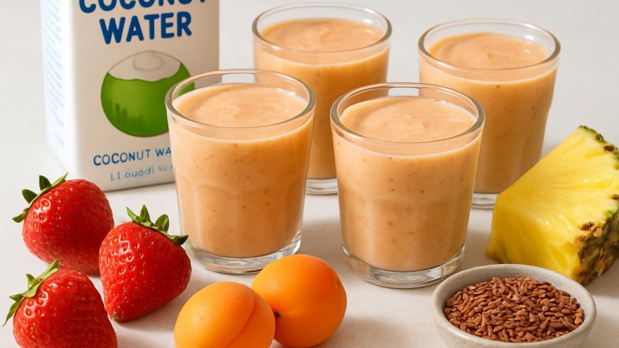 Strawberry Apricot Coconut Smoothie