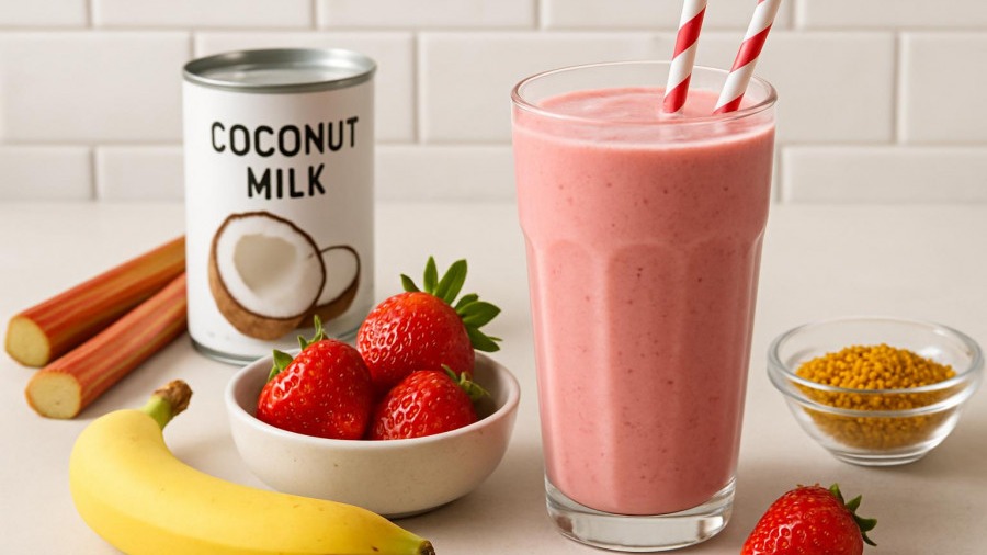 Coconut Strawberry Rhubarb Smoothie
