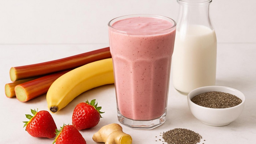 Strawberry Rhubarb Chia Smoothie
