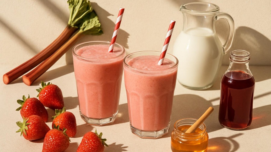 Sweet n Tangy Strawberry Rhubarb Smoothie