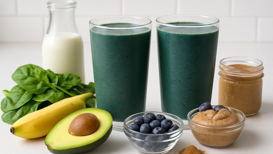 Blueberry Avocado Flax Smoothie