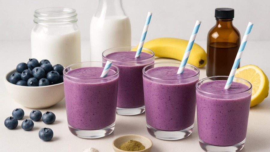 Low Calorie Blueberry Lassi Smoothie