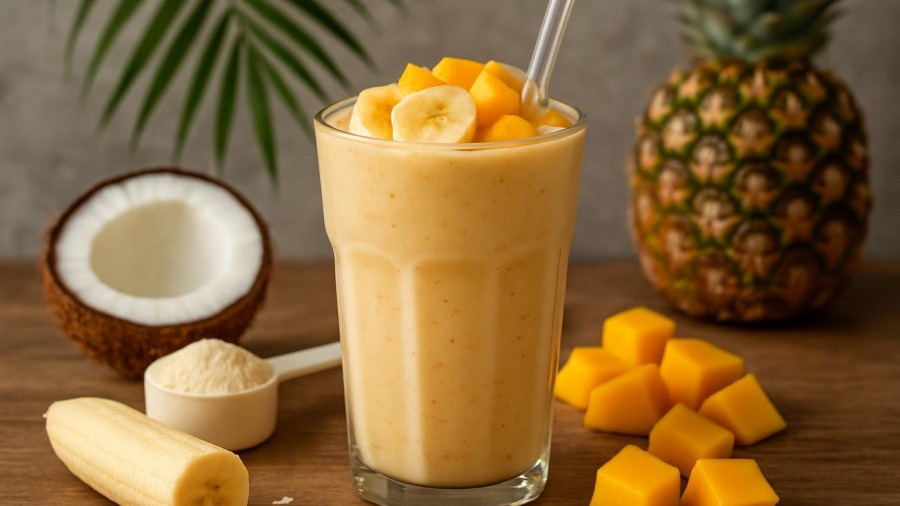 Protein-Rich Tropical Smoothie for Post-Workout OR Dessert