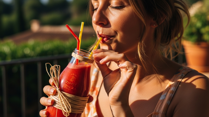 Zingy Mango Strawberry Red Smoothie from 115 Calories