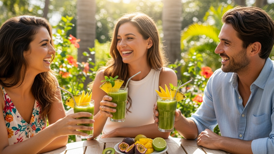 Healthy Green Smoothie with a Tropical Twist