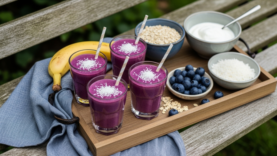 Coconut Banana Blueberry Smoothie from 185 Calories