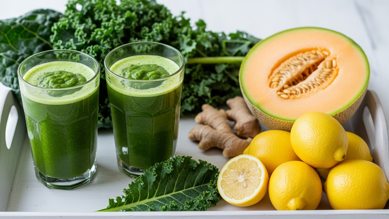 Lemon Ginger and Sweet Melon Green Smoothie