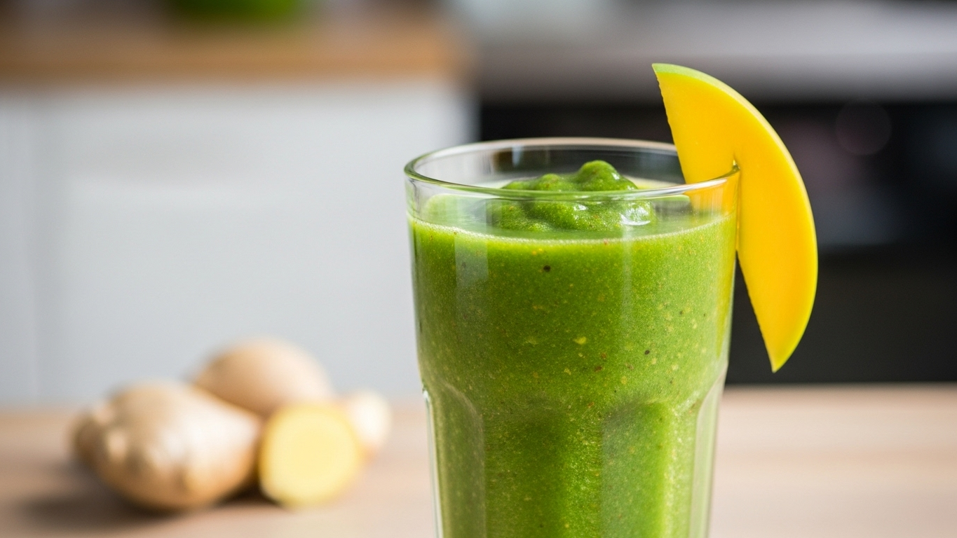 Tasty Mango Green n Ginger Smoothie for Just 210 Calories