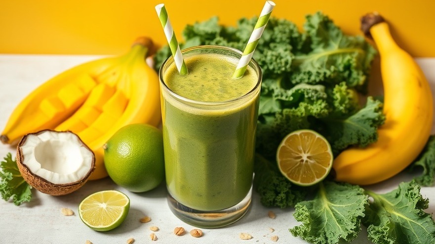 Coconut Mango Lime Tropical Green Smoothie