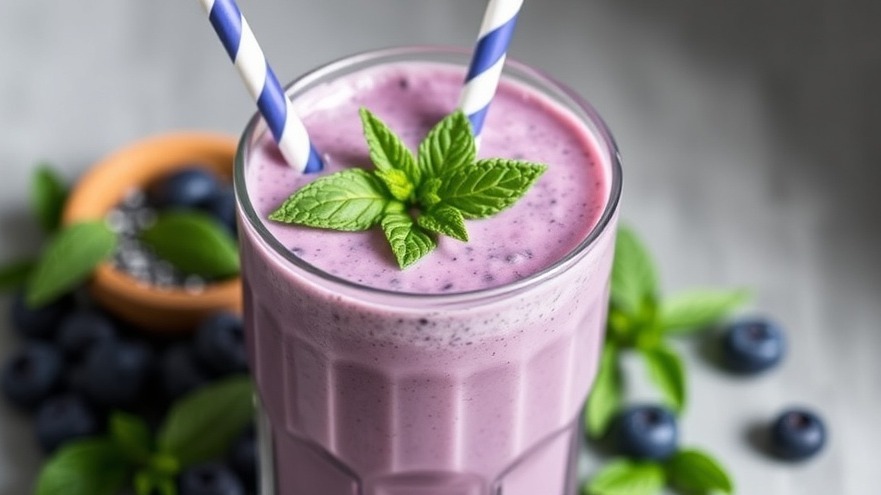 Low-Cal Summer Blueberry Smoothie with Mint and Flax