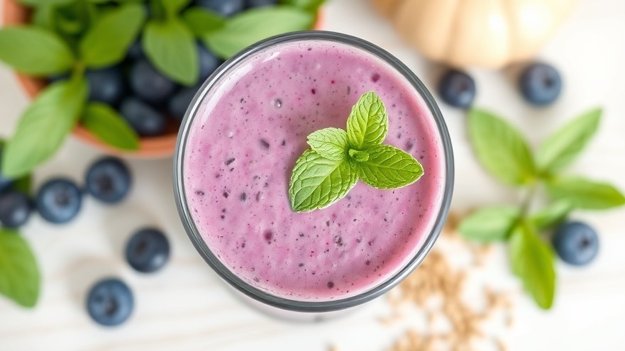 Low-Cal Summer Blueberry Smoothie with Mint and Flax