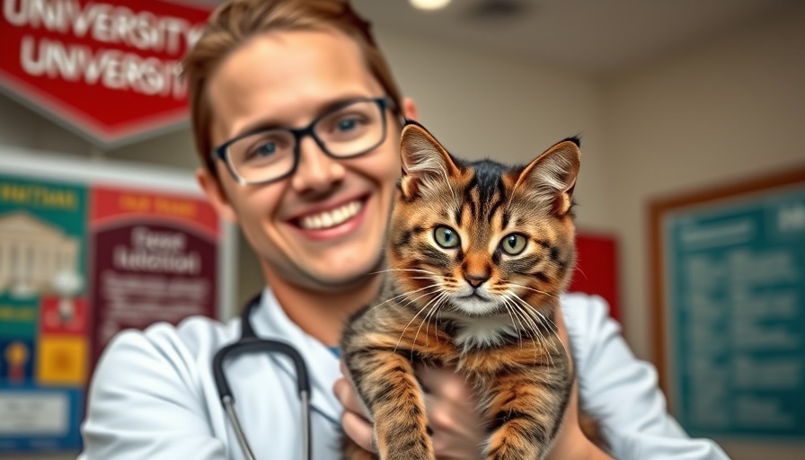 Veterinarian holding cat, discussing best cat diet indoors.