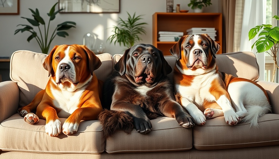 Three dogs resting on a couch in a cozy living room.