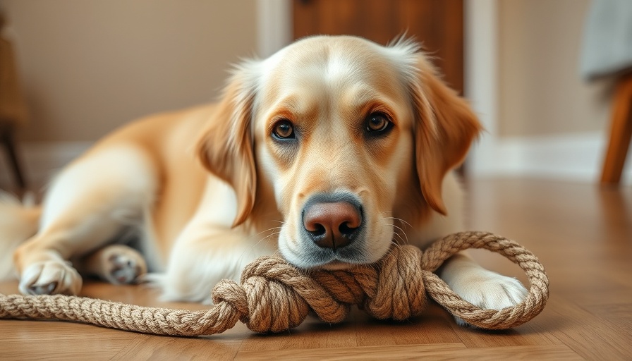 Hemptique Dog Toys Review: Golden retriever with hemp rope toy.