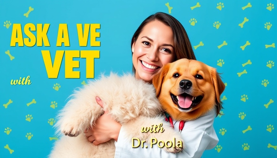 Vet holding fluffy large dog on blue background with 'Ask a Vet' text.